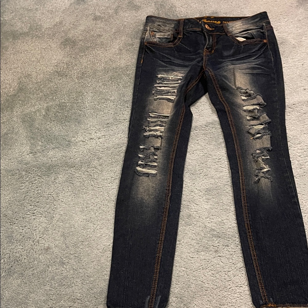 Dollhouse Dark Blue Jeans with Orange Stitching